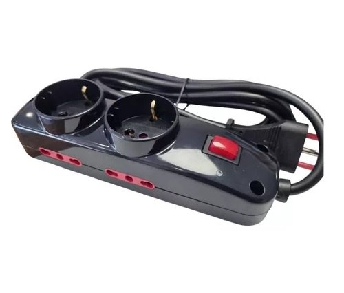 4a90c58d391bf47c37b5d630214db0fd.jpg Alargue 3 metros 2xSchuko 4x3L a ficha 3L Conatel negro - Imagen 1