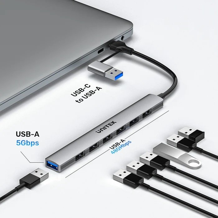 55bbb93dde38b48d0c5985e332cc11fc.jpg HUB USB-C Unitek 7 en 1 - Imagen 1