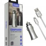 Cargador auto Dual Inkax silver c/Cable Iphone 2.1A