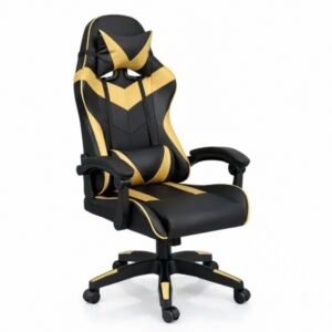 Silla Gamer ergonómica con masajes negra y dorada