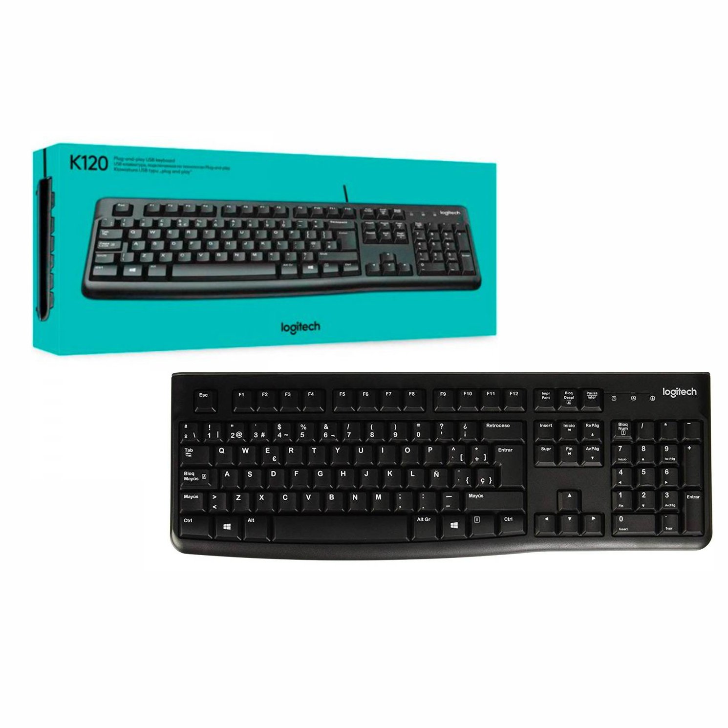8cae9961b350d289119c35f5ae277b8e.jpg Teclado Logitech K120 USB en español - Imagen 1