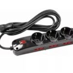 Alargue 3 metros 3xSchuko 6x3L a ficha 3L Conatel negro