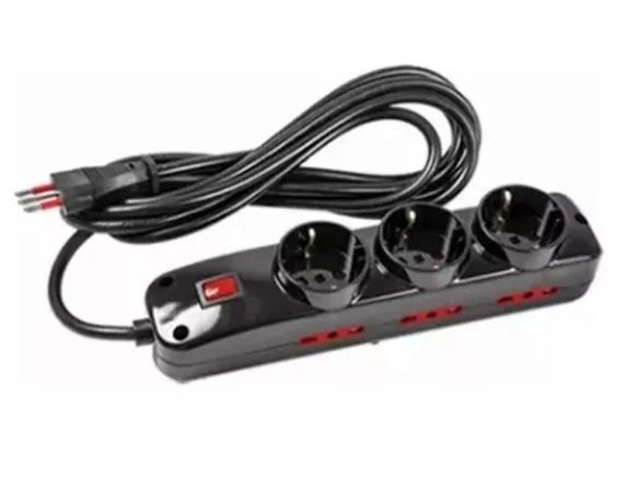 9b75eef71f617d253ad552fccddcc4c0.jpg Alargue 3 metros 3xSchuko 6x3L a ficha 3L Conatel negro - Imagen 1