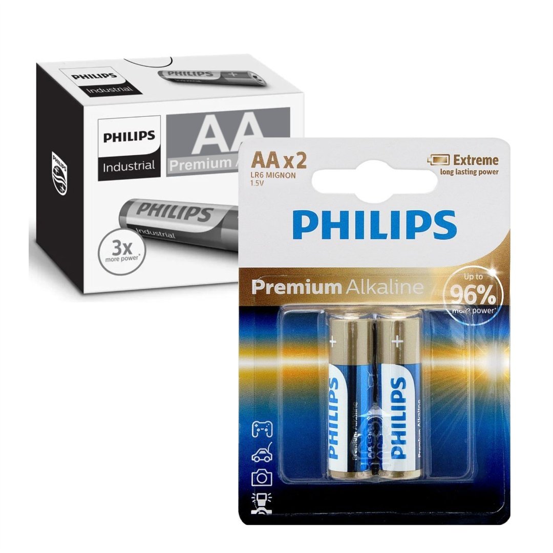 9e0e4624dcc67be3704e0a575fb31684.jpg Pack de 12 blister de Pilas Premium alcalinas Philips AA X 2 unidades - Imagen 1