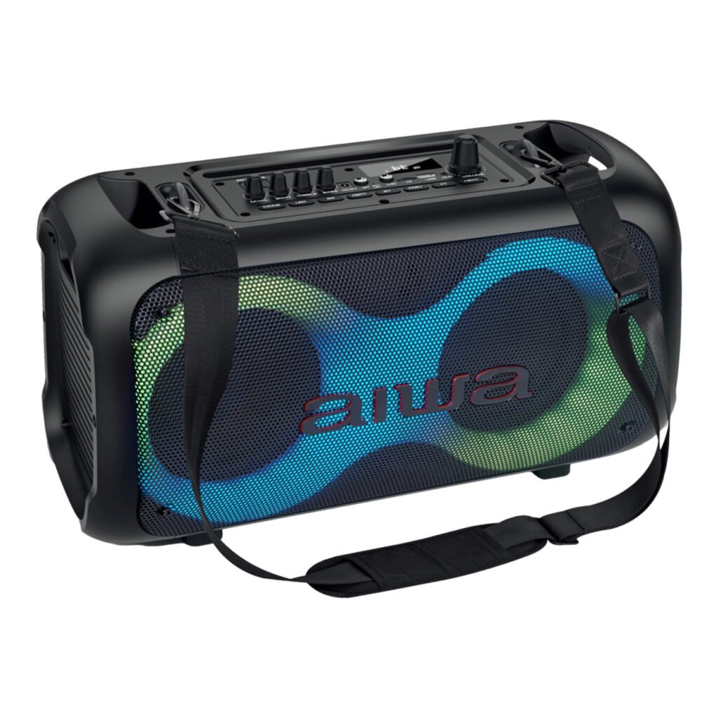Parlante Aiwa AWPOH35PLUS — Luces LED y conexiones