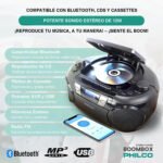 Radio Philco Boombox Bt 12w Estéreo FM CD MP3 - Imagen 4