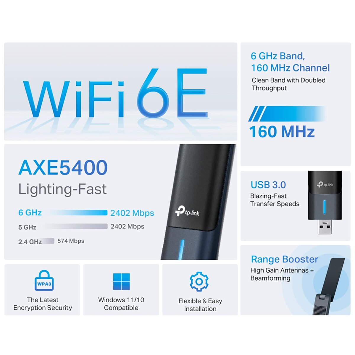 Tarjeta De Red Tp-link Archer Txe70uh Wifi 2,4ghz 5ghz 6ghz AXE5400 - Imagen 4