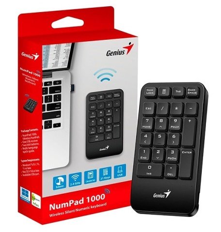 b843c0062b78631b8e31d654d6b7947f.jpg Teclado Genius NumPad 1000 numérico inalámbrico - Imagen 1