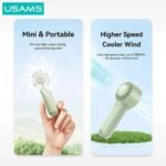 Mini Ventilador Portátil   1200mAh  Negro  ZB288 USAMS - Imagen 3
