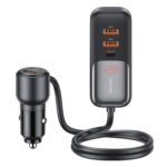Cargador Auto C40 C/Cable   165W 2PD + 3 USB  Pantalla Digital  Negro  CC213  USAMS - Imagen 4