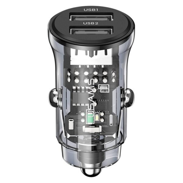 Cargador Auto Mini   2 USB A  Transparente/Negro  CC162  USAMS