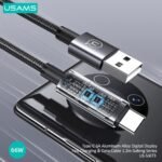 Cable de Datos Aluminio SJ673   USB A a USB C  6A  1.2M  Carga Rápida  con LCD  USAMS
