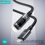 Cable de Datos Aluminio SJ672   USB C a Lightning  30W  1.2M  Carga Rápida  con LCD  USAMS