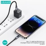 Cable de Datos Aluminio SJ672   USB C a Lightning  30W  1.2M  Carga Rápida  con LCD  USAMS - Imagen 2