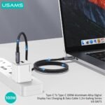 Cable de Datos Aluminio SJ671   USB C a USB C  100W  1.2M  Carga Rápida  con LCD  USAMS