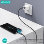 Cable de Datos Aluminio SJ671   USB C a USB C  100W  1.2M  Carga Rápida  con LCD  USAMS - Imagen 3