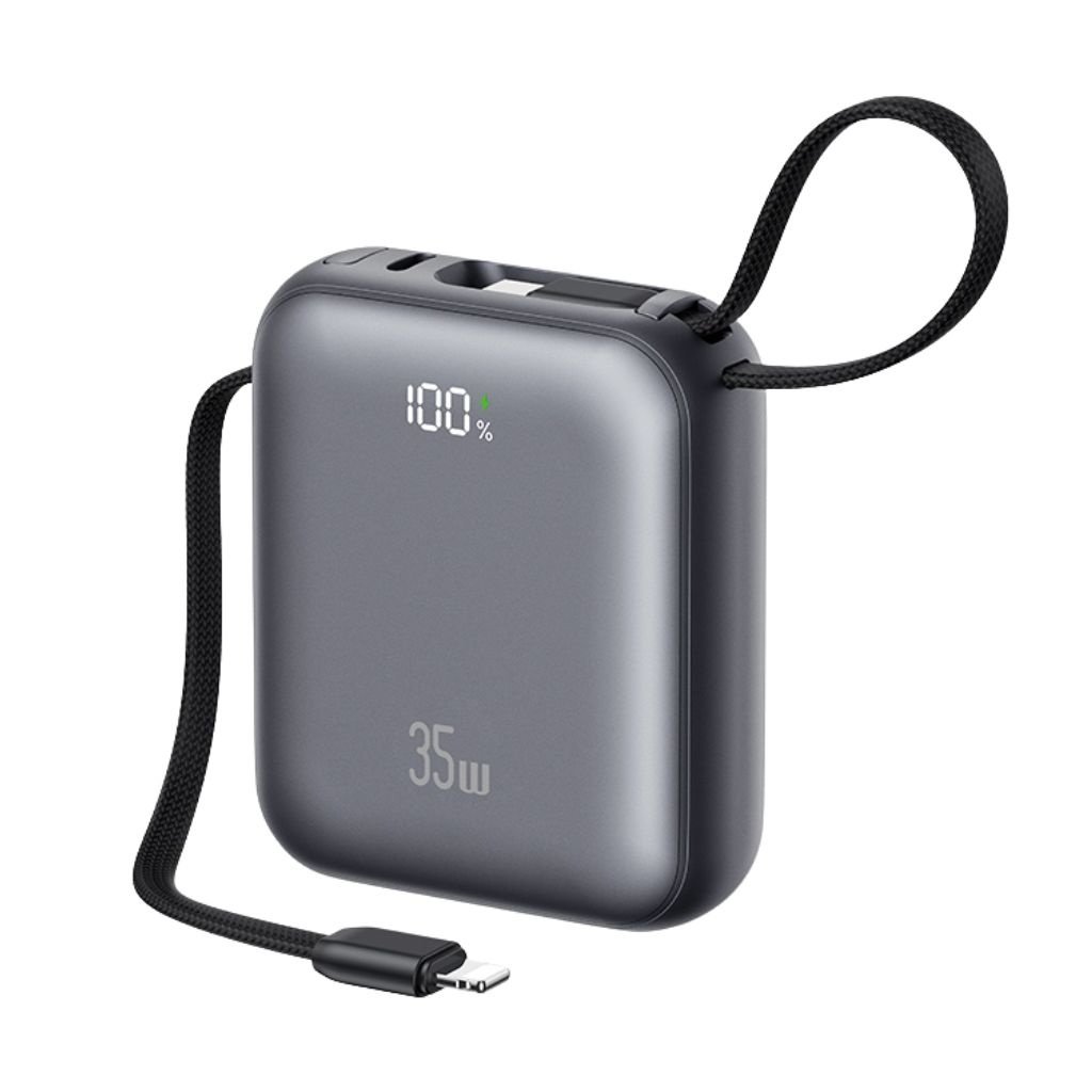 dlimgs.php_-1487.jpg Power Bank 10000mAh 35W c/Cable Tipo C y Lightning Display Digital Gris CD261 - PB86 USAMS - Imagen 1