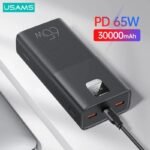 CD185 - PB68   Power Bank 30.000mAh  65W  PD3.0 + QC3.0  Cable Tipo C a Tipo C PD 100W  Negro  USAMS