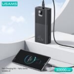 CD185 - PB68   Power Bank 30.000mAh  65W  PD3.0 + QC3.0  Cable Tipo C a Tipo C PD 100W  Negro  USAMS - Imagen 2