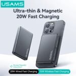 Power Bank Magnético 10.000mAh   Carga Inalámbrica  20W  Aluminio  Titanium  CD242 USAMS - Imagen 5