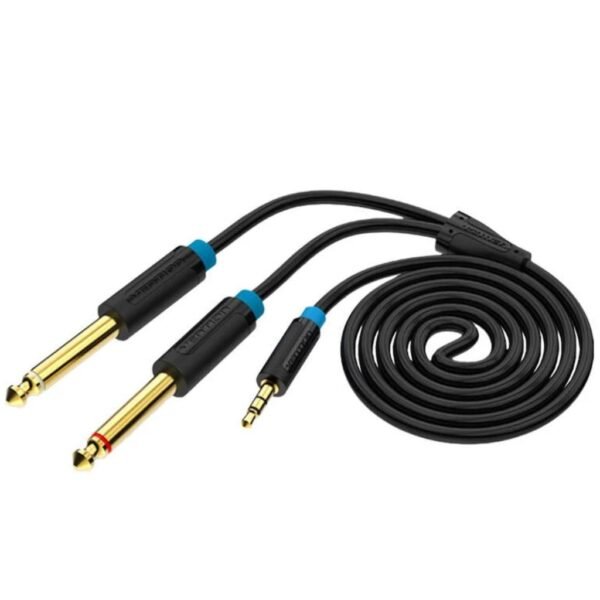 Cable de Audio 3.5 mm TRS a Dual 6.35 mm   Macho/Macho / 1.5M / Gris  BACBG  Vention