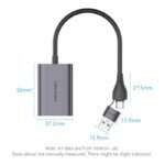 Adaptador USB-C + USB-A a HDMI   Macho/ Hembra / 0.15M  / Aluminio Gris  ACYHB  Vention - Imagen 3