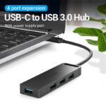HUB 5 en 1   Tipo C a 4 x USB 3.0 / 0.15M  Negro  TGKBB  Vention