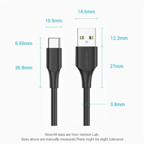 Cable USB-A 2.0 a USB-C  3A / 1M / Negro  CTHBF Vention