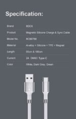 Cable Magnético Tipo C   1 8M  Blanco  RCB0798  Rock Space - Imagen 7