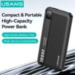 Power Bank 2 Puertos   USB A / USB C  10.000mAh  37W/h  Blanco  CD262 USAMS - Imagen 3
