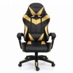 Silla Gamer ergonómica con masajes negra y dorada - Imagen 3