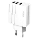 Cargador Inkax 3xUSB-A 28W 2.1A blanco