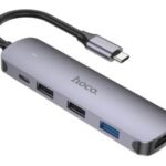 HOCO HB27 HUB USB-C A USB-A/USB-C/HDMI METAL GREY