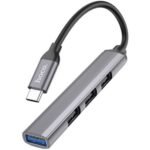 HOCO HB26 HUB 4 EN 1 USB-C A 1 USB-A 3.0 Y 3 USB-A 2.0 METAL GREY