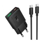 HOCO N73 CARGADOR DE PARED 20W 1 USB-C y 1 USB-A C/CABLE USB-C BLACK