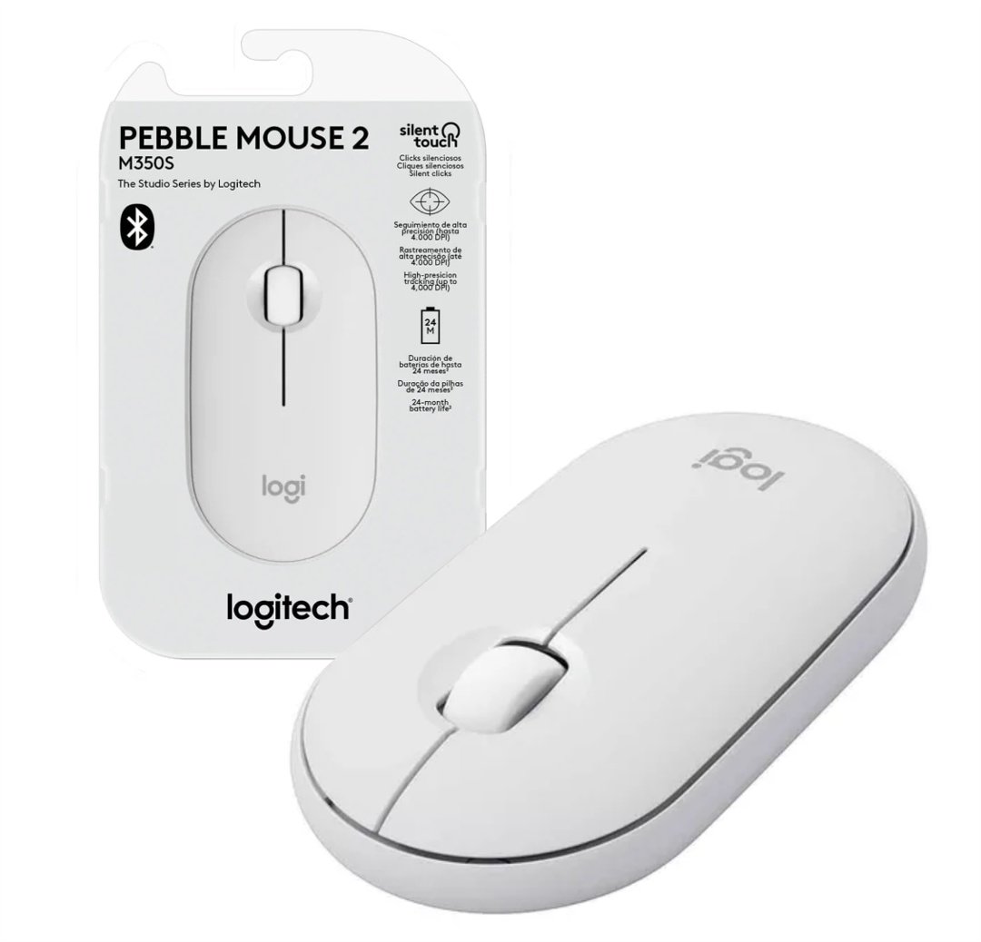 1abcee1c810587a32413a24f6189cea9.jpg Mouse Logitech M350S Pebble 2 bluetooth blanco - Imagen 1
