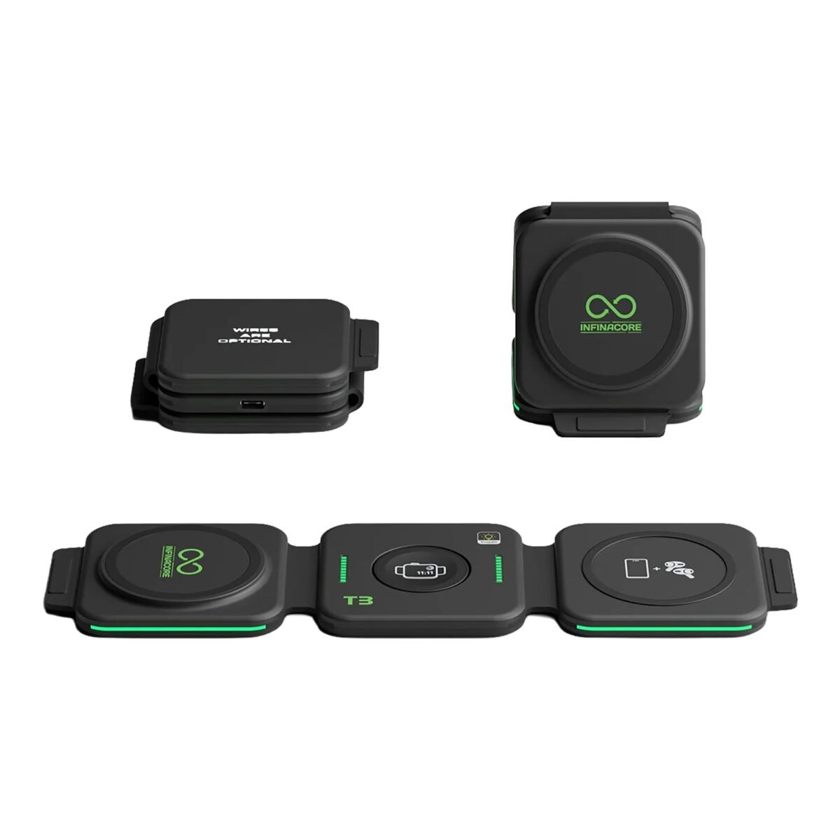 Estación de Carga Inalámbrica 3en1 Infinacore T3-231108 Plegable - Imagen 2