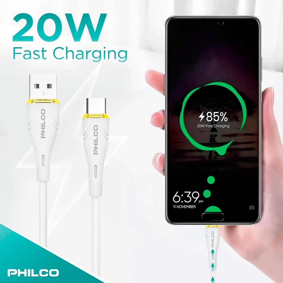 Cable Usb C - Usb A Philco 20w 480mbps 1,2m - Imagen 5