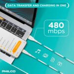 Cable Usb C - Usb A Philco 20w 480mbps 1,2m - Imagen 4