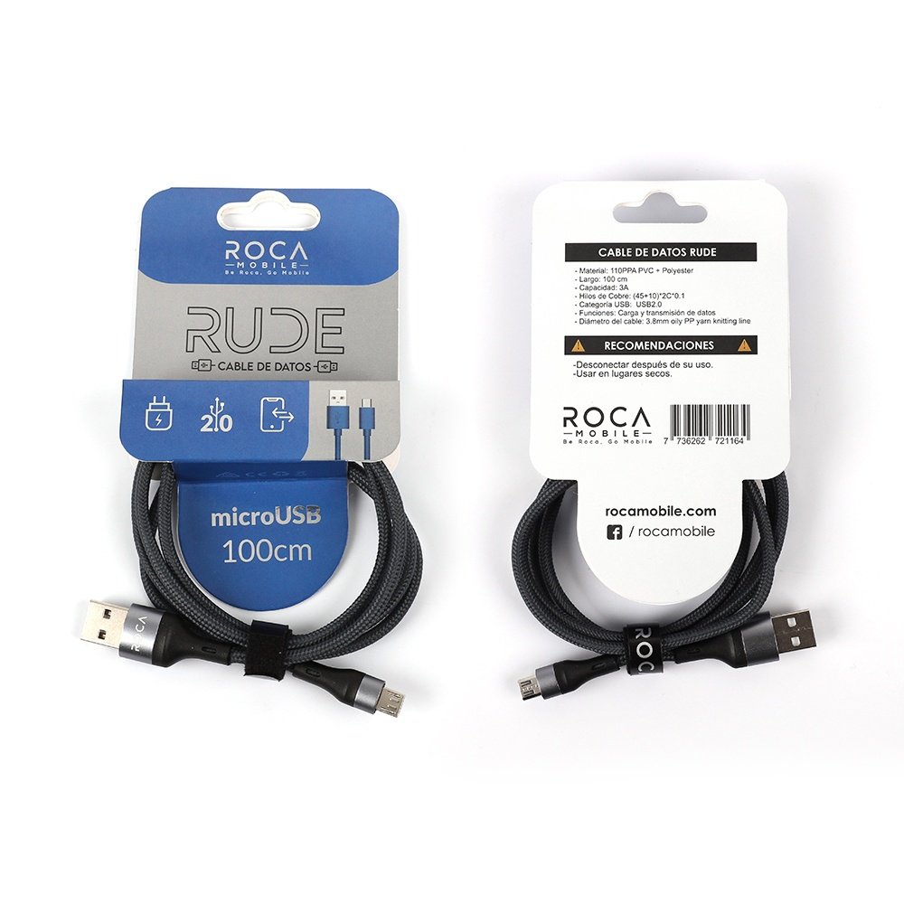 dlimgs.php_-1231.jpg Cable de Datos ROCA RUDE USB a micro USB 100cm 2.1A Azul 721164 - Imagen 1