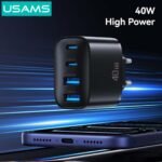 Cargador de Pared T70   40W  2-USB A /2 USB C GaN  CC330  Negro  USAMS - Imagen 2