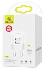 Cargador de Pared   2 USB-A / 2.1A / Lightning / Blanco  T20  USAMS