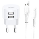 Cargador de Pared   2 USB-A / 2.1A / Lightning / Blanco  T20  USAMS - Imagen 2
