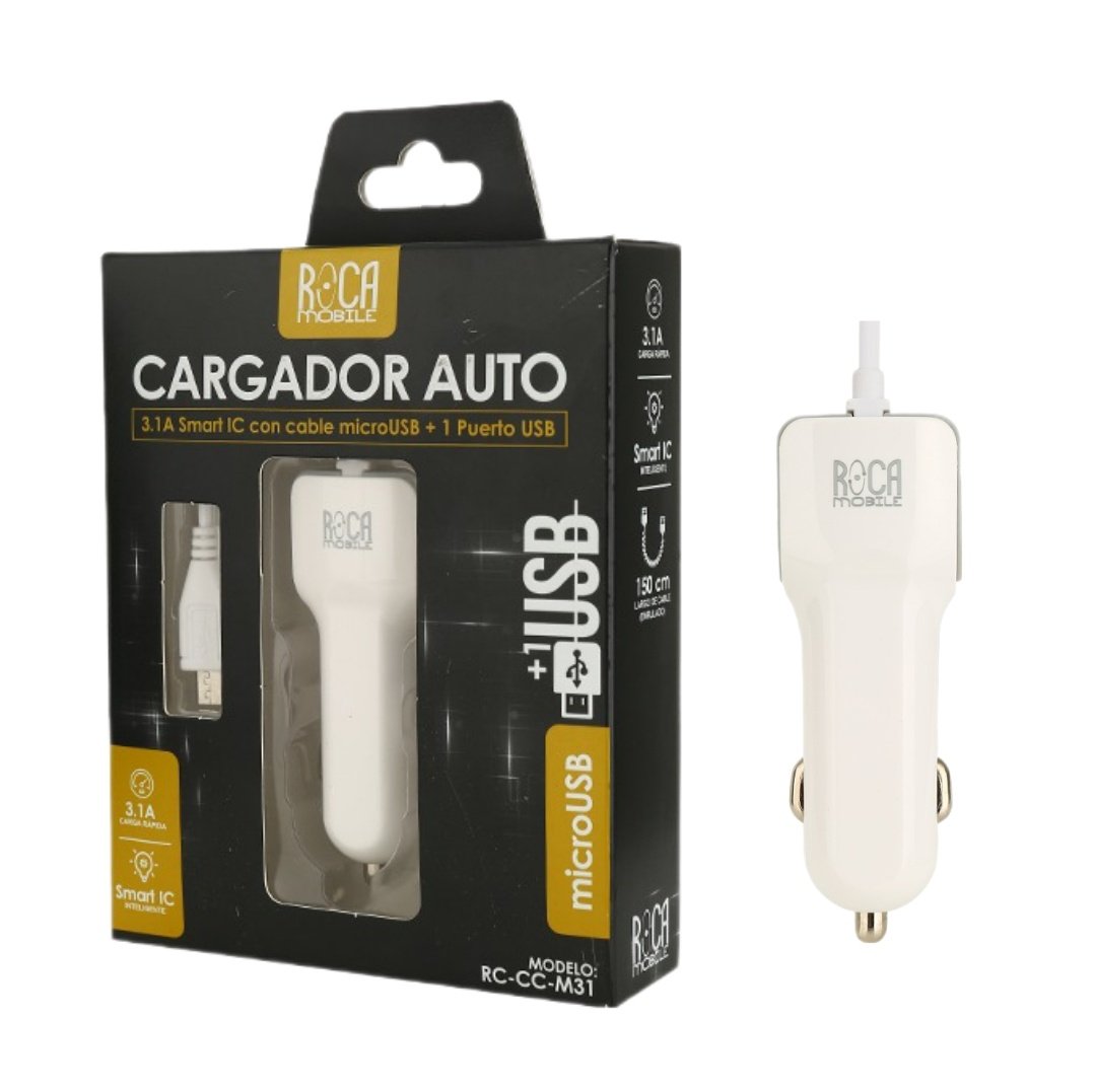 dlimgs.php_-337.jpg Cargador Inteligente Auto ROCA 3.1A 1 USB microUSB - Imagen 1