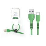Cable de Datos ROCA   VIT  USB A a USB C  20cm  2.4A  Verde - Imagen 2
