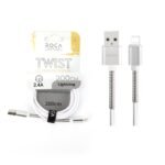 Cable de Datos ROCA   TWIST  USB A a Lightning  200cm  2A  Blanco - Imagen 4