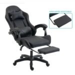 Silla Gamer ergonómica con masajes y apoyapies negra - Imagen 4