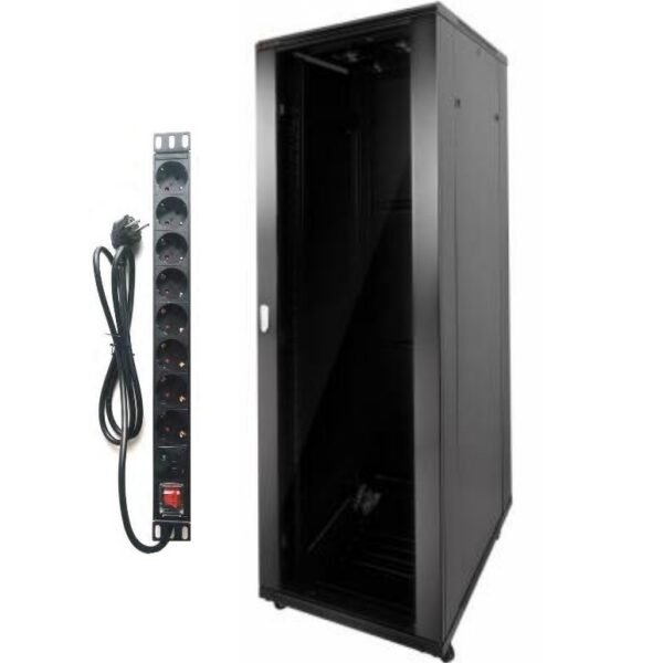Combo Rack Hikvision 18U Montaje en Pared + PDU 8 Tomas Schuko