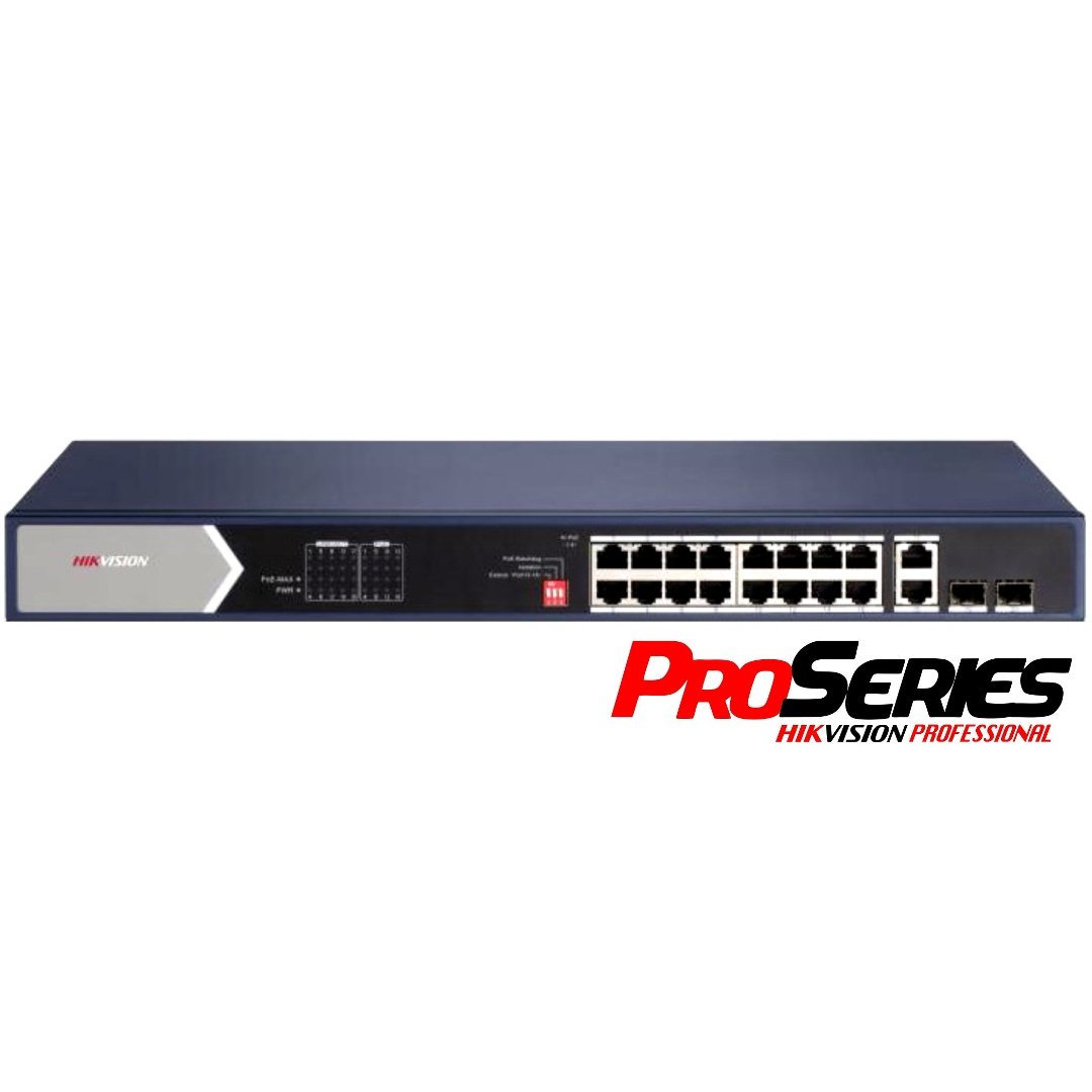 cdr-34166b4f4aaf978f60bf4e85a1b20dbc.jpg Switch PoE Hikvision PRO 16 puertos gigabit 225w - Imagen 1