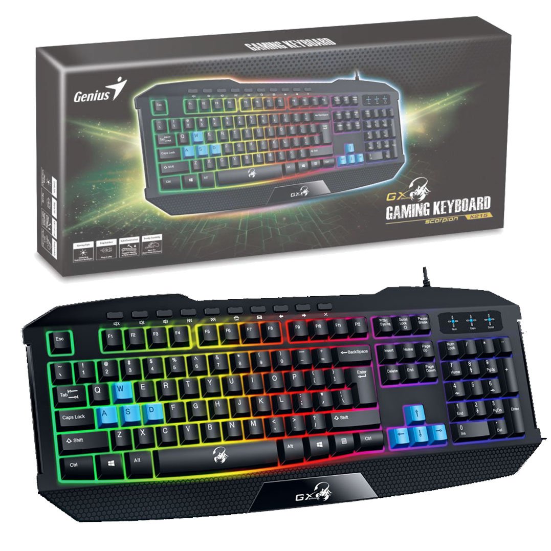 cdr-42af4ebb4564ead2926556449b2a37dc.jpg Teclado Genius Scorpion K215 gamer retroiluminado español usb - Imagen 1